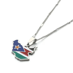 South Sudan Flag Map Necklace