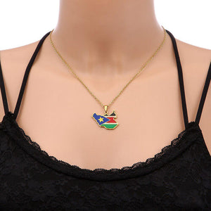 South Sudan Flag Map Necklace