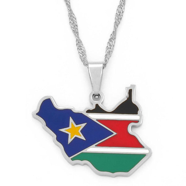 South Sudan Flag Map Necklace