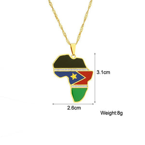 South Sudan Flag Map Necklace