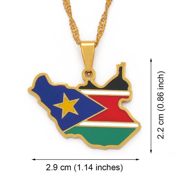 South Sudan Flag Map Necklace