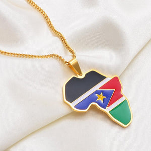 South Sudan Flag Map Necklace