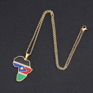 South Sudan Flag Map Necklace