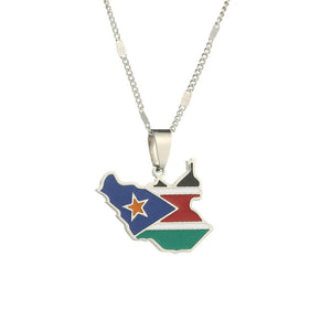 South Sudan Flag Map Necklace