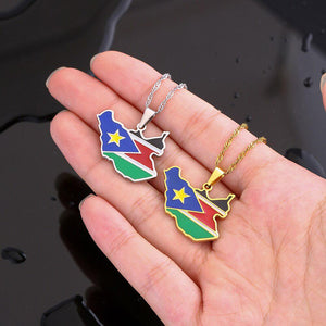 South Sudan Flag Map Necklace