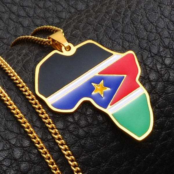 South Sudan Flag Map Necklace