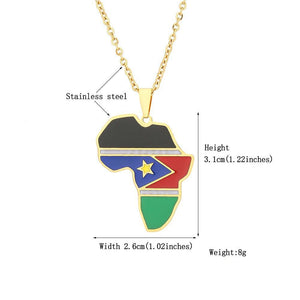 South Sudan Flag Map Necklace