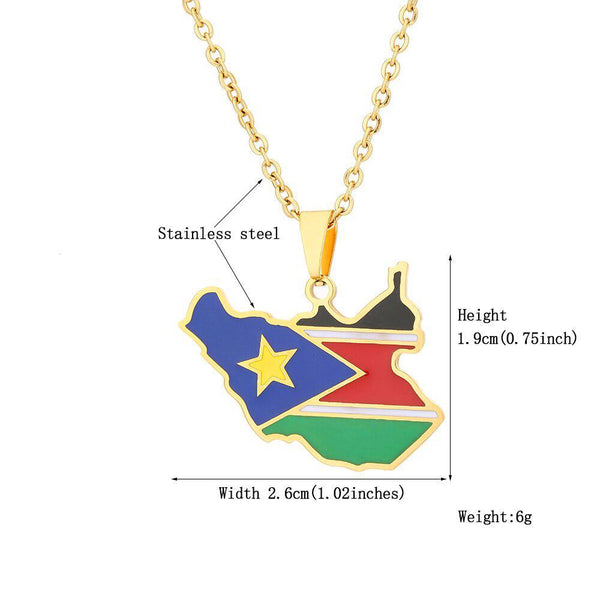 South Sudan Flag Map Necklace