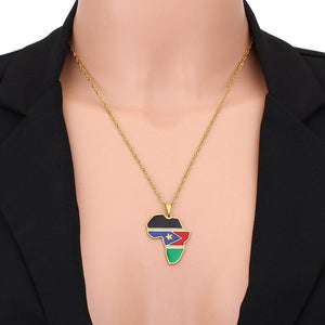 South Sudan Flag Map Necklace