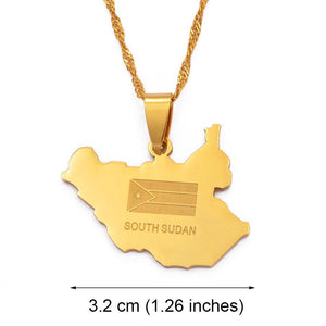 South Sudan Flag Map Necklace