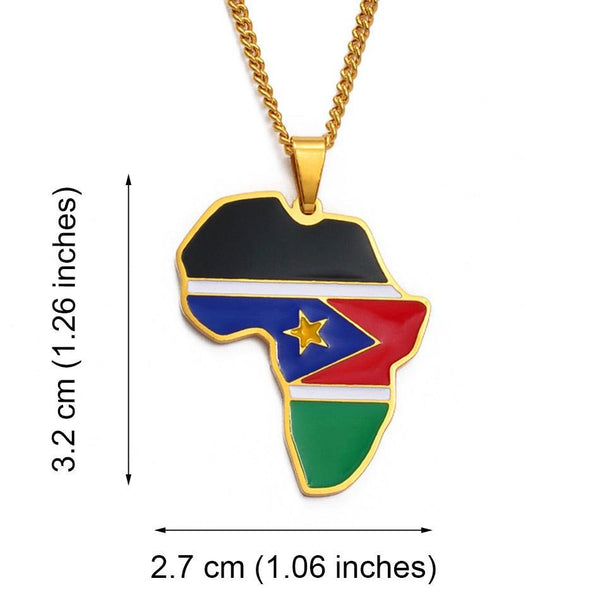 South Sudan Flag Map Necklace