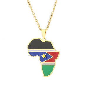 South Sudan Flag Map Necklace