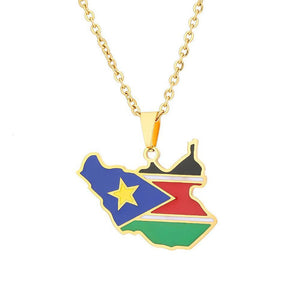 South Sudan Flag Map Necklace