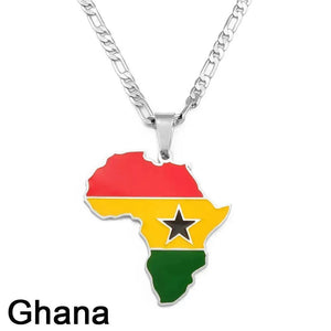 South Sudan, Ivory Coast, South Africa Flag Map Necklaces