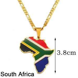 South Sudan, Ivory Coast, South Africa Flag Map Necklaces
