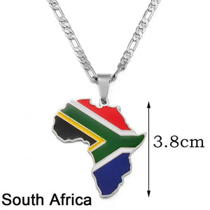 South Sudan, Ivory Coast, South Africa Flag Map Necklaces