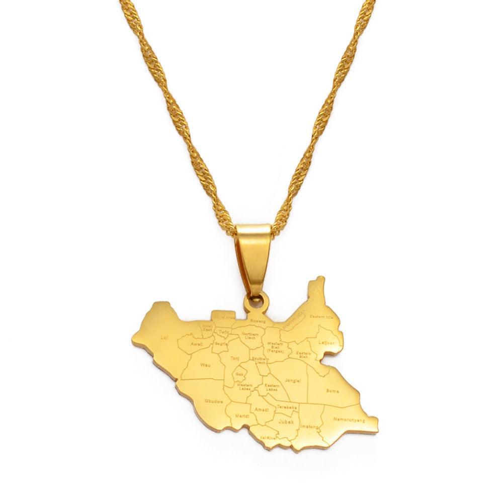 South Sudan Map Necklace