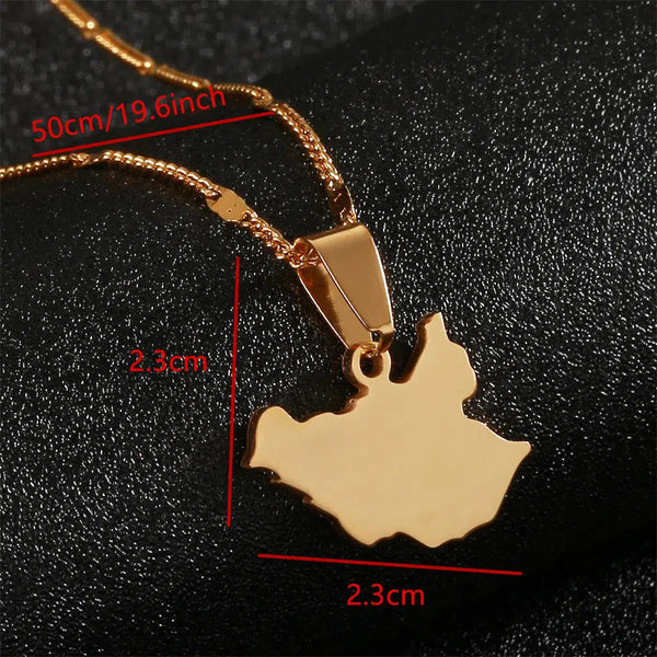 South Sudan Map Necklace