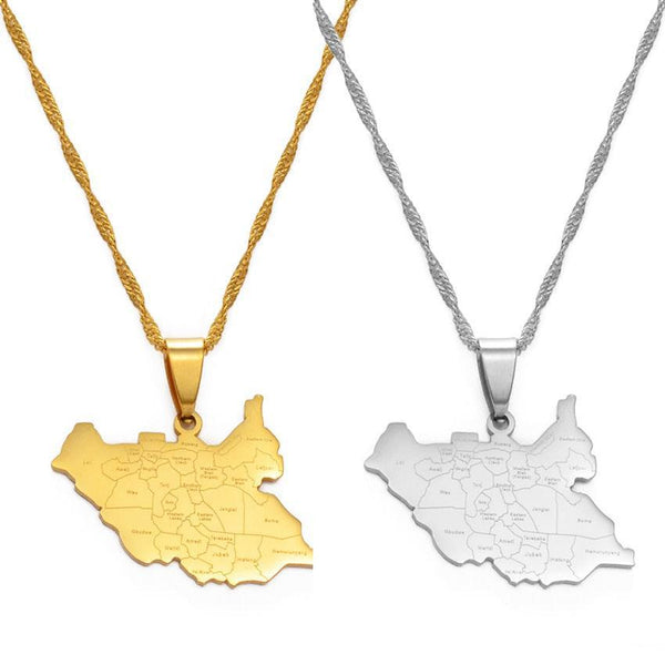 South Sudan Map Necklace