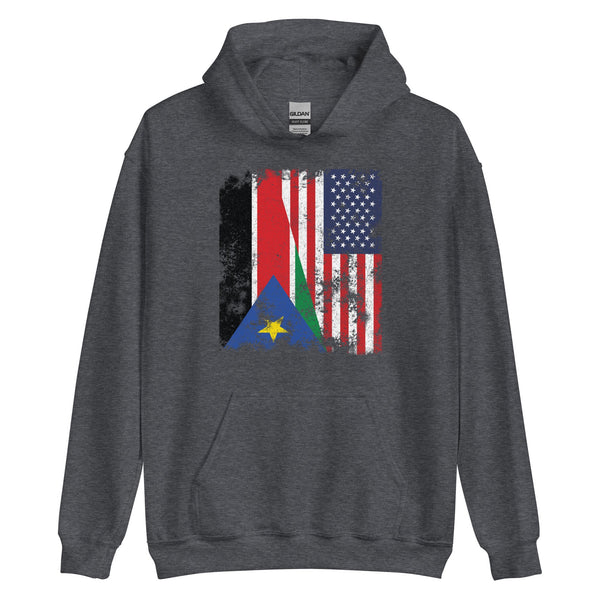 South Sudan USA Flag - Half American Hoodie