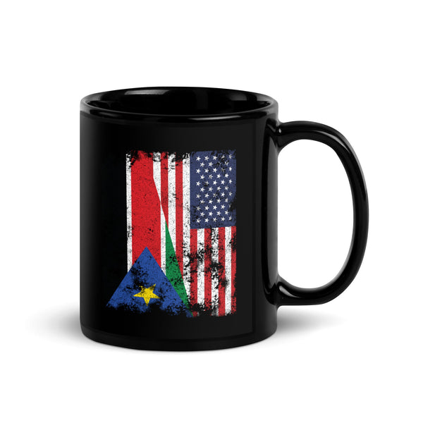 South Sudan USA Flag - Half American Mug