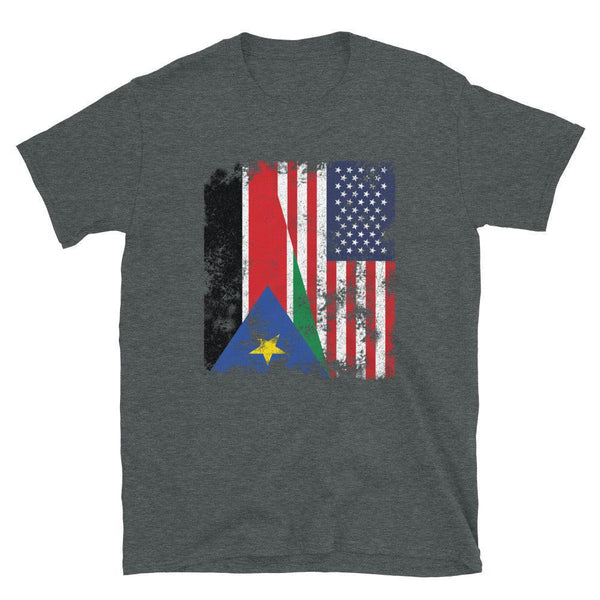 South Sudan USA Flag - Half American T-Shirt