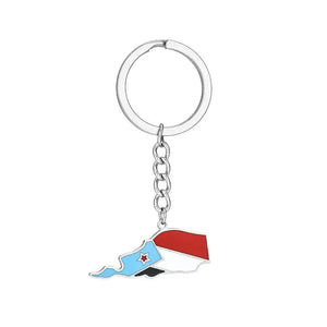 South Yemen Flag Map Keychain