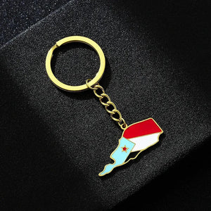 South Yemen Flag Map Keychain