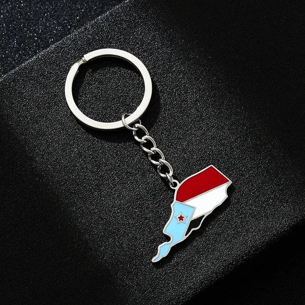 South Yemen Flag Map Keychain