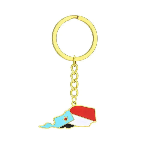 South Yemen Flag Map Keychain