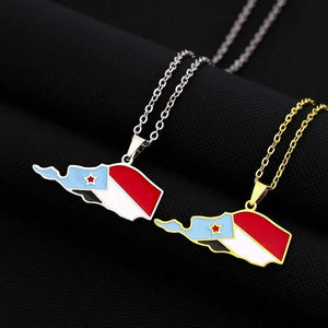South Yemen Flag Map Necklace