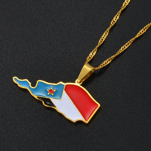 South Yemen Flag Map Necklace