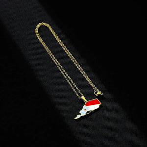 South Yemen Flag Map Necklace