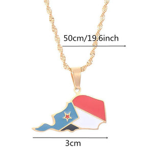 South Yemen Flag Map Necklace