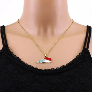 South Yemen Flag Map Necklace