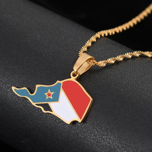 South Yemen Flag Map Necklace