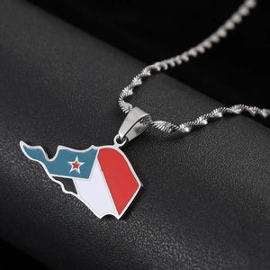 South Yemen Flag Map Necklace