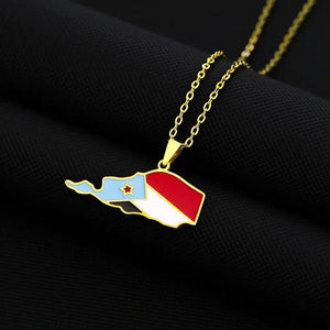 South Yemen Flag Map Necklace
