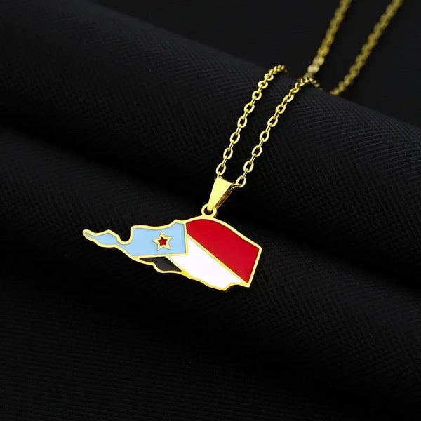 South Yemen Flag Map Necklace