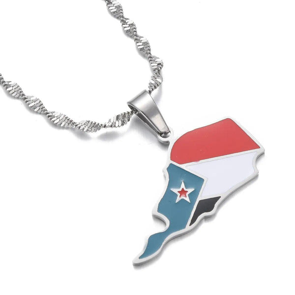 South Yemen Flag Map Necklace