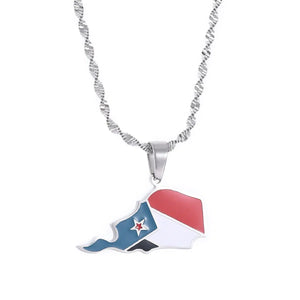 South Yemen Flag Map Necklace