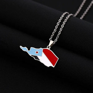 South Yemen Flag Map Necklace