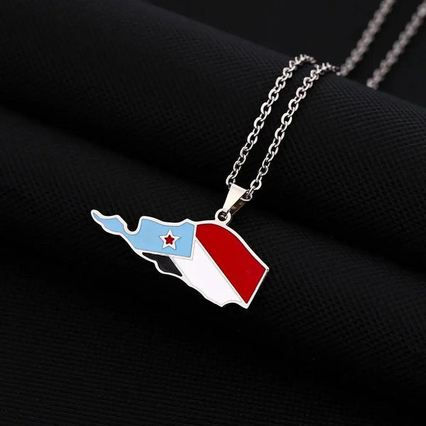 South Yemen Flag Map Necklace
