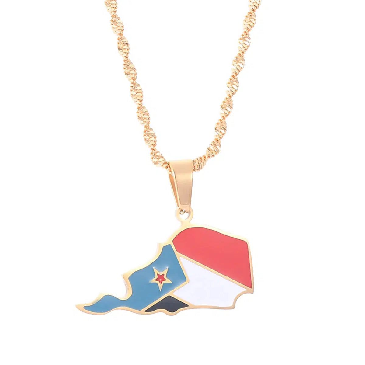 South Yemen Flag Map Necklace