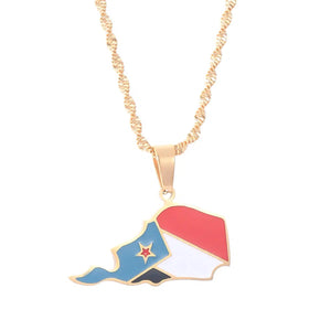 South Yemen Flag Map Necklace