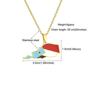 South Yemen Flag Map Necklace