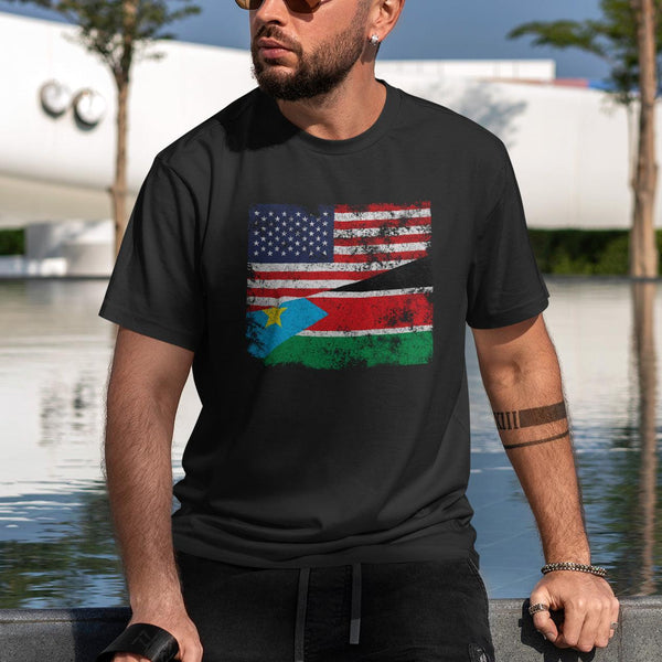South Sudan USA Flag T-Shirt