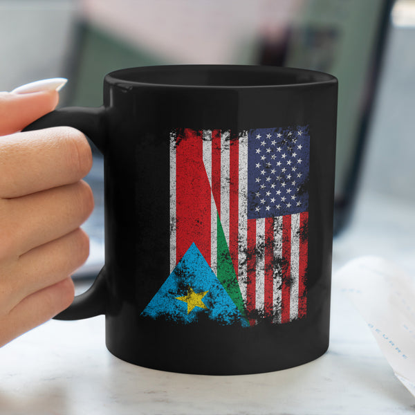 South Sudan USA Flag Mug