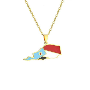 South Yemen Flag Map Necklace