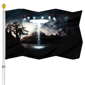 Space Ufo Flag Black Tree Pattern Flags Banners with Brass Grommets House Inside Yard Outside Decor Double Stitched Fashion Flag